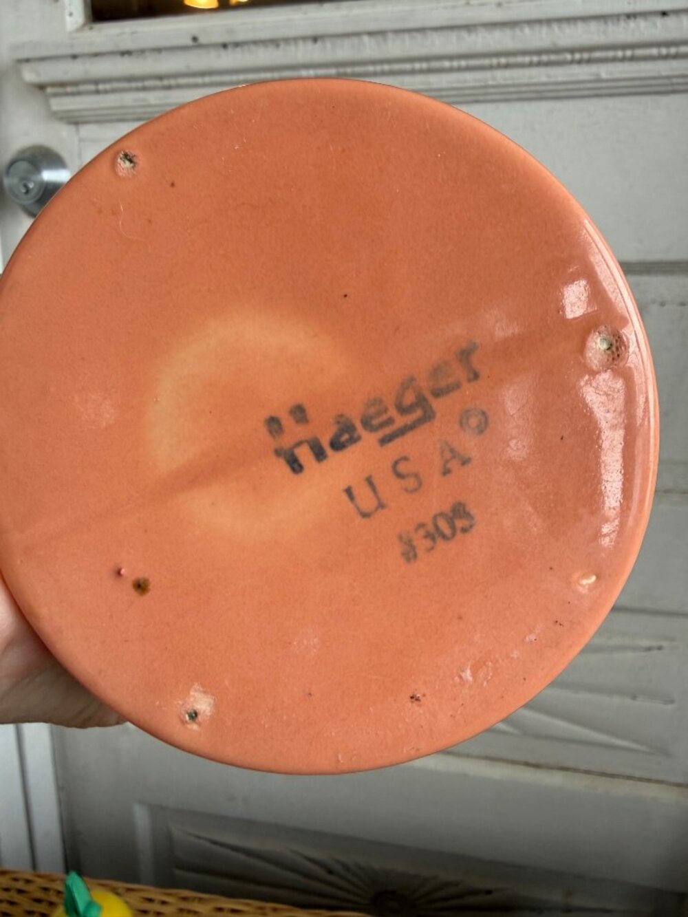 Vintage MCM Haeger Peach Art Pottery Vase #305 - Picture 6 of 8